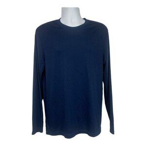 Hanes Mens Cool Dri Long Sleeve Navy Blue Shirt Size Large